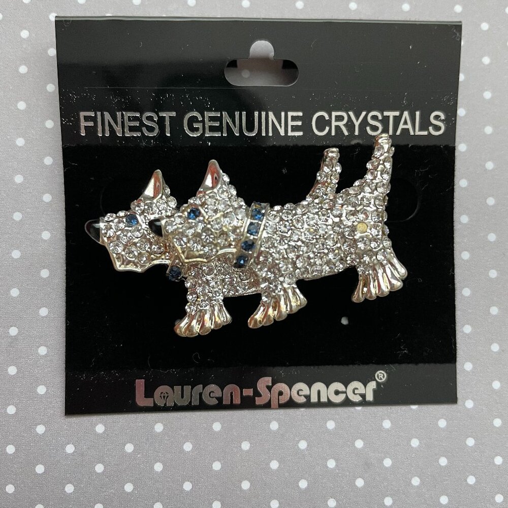 Vintage Lauren Spencer Scottish Terrier Rhinestones Dogs Pin Brooches NWT